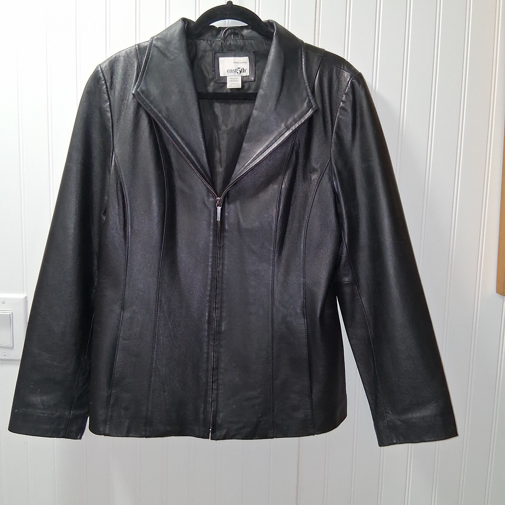 East 5th Black Genuine Leather Jacket Size Medium